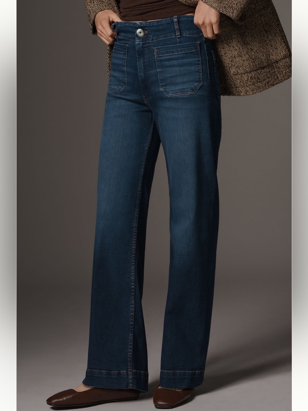 Maeve The Colette Full Length Dark Blue Wide-Leg High-Rise Jeans